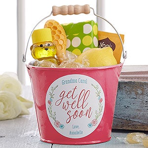 Get Well Soon Personalized Mini Metal Bucket-Pink - 17943-P