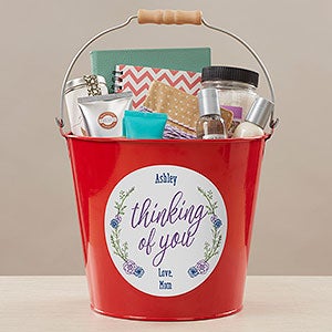 Get Well Soon Personalized Large Metal Bucket- Red - 17943-RL