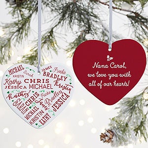 2-Sided Personalized Heart Ornament - Close To Her Heart