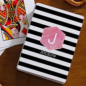 Modern Stripe Personalized Playing Cards - 17950