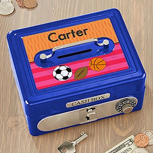 Just For Him Personalized Cash Box- Blue - 17953