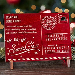 Santas Magic Mail Personalized Red Wood Postcard - 17958-R