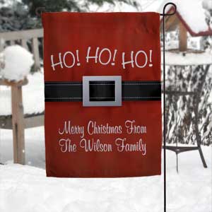 Ho! Ho! Ho! Santa Belt Personalized Garden Flag - 17960