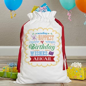 Birthday Toys Personalized Canvas Drawstring Toy Bag - 17975