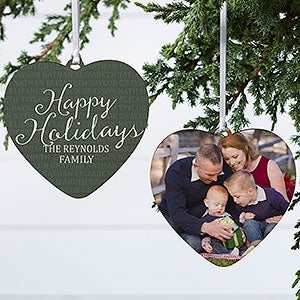 Together Forever Personalized Heart Photo Ornament- 4 Wood - 2 Sided - 18007-2W