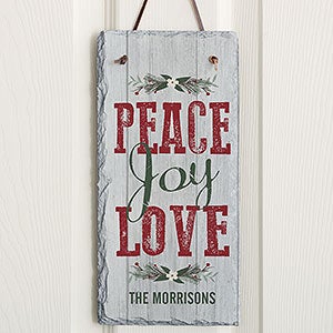 Peace, Joy, Love Personalized Slate Plaque - 18014