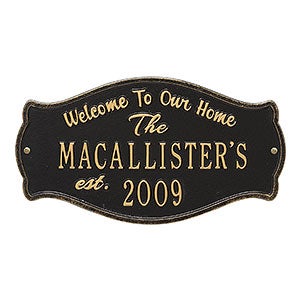 Fluted Arch Personalized Aluminum Welcome Plaque - Black Gold - 18029D-BG