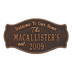 Fluted Arch Personalized Aluminum Welcome Plaque - Oil Rubbed Bronze - 18029D-OB