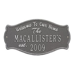 Fluted Arch Personalized Aluminum Welcome Plaque - Pewter Silver - 18029D-PS