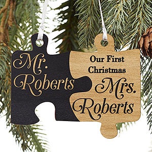 Mr & Mrs Black Wood Wedding Ornament - 18030-BLK