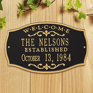 Brookfield Welcome Personalized Aluminum Plaque - Black  Gold - 18032D-BG