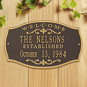 Brookfield Welcome Personalized Aluminum Plaque - Bronze  Gold - 18032D-OG