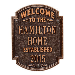 Heritage Welcome Personalized Aluminum Plaque - Antique Copper - 18034D