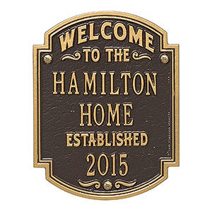 Heritage Welcome Personalized Aluminum Plaque - Bronze  Gold - 18034D-OG