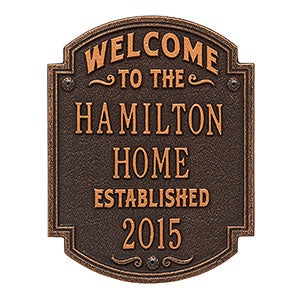 Heritage Welcome Personalized Aluminum Plaque - Oil Rubbed Bronze - 18034D-OB