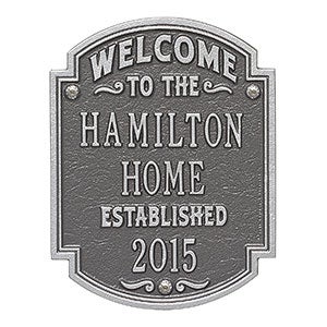 Heritage Welcome Personalized Aluminum Plaque - Pewter & Silver - 18034D-PS