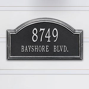 Arch Personalized Aluminum Address Plaque - Black  Silver - 18037D-BS