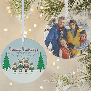 Reindeer Family Personalized Ornament-3.75 Matte - 2 Sided - 18063-2L