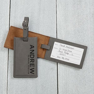 Personalized Bag Tags in Gray - Add Name And Quote - 18119-G