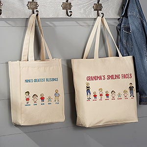 Family Characters Personalized Small Canvas Tote Bag