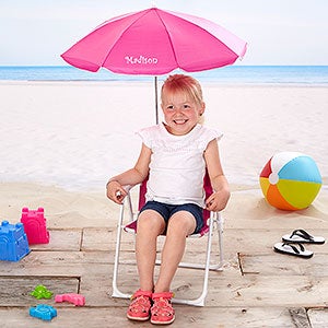 Kids Pink Beach Chair  Personalized Umbrella Set by Stephen Joseph - 18165