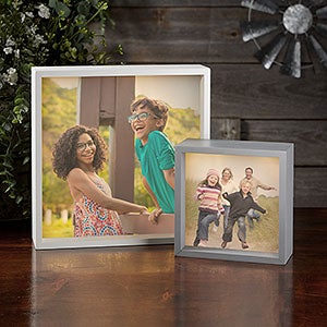 Photo Memorial Personalized 6x6 Ivory LED Shadow Box