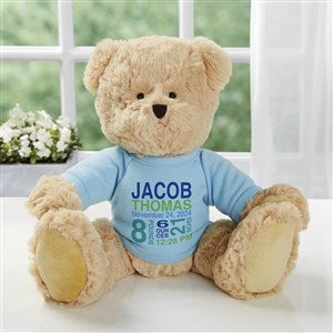 Personalized Teddy Bear For Baby Boy - Baby Birth Info - 18307-B