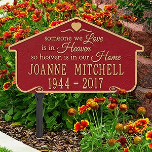 Heavenly Home Personalized Memorial Lawn Plaque - Red  Gold - 18352D-RG