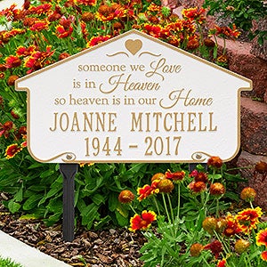 Heavenly Home Personalized Memorial Lawn Plaque - White  Gold - 18352D-WG