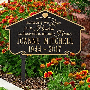 Heavenly Home Personalized Memorial Lawn Plaque - Black  Gold - 18352D-BG