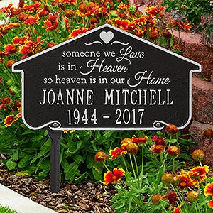 Heavenly Home Personalized Memorial Lawn Plaque - Black  Silver - 18352D-BS