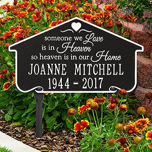 Heavenly Home Personalized Memorial Lawn Plaque - Black  White - 18352D-BW