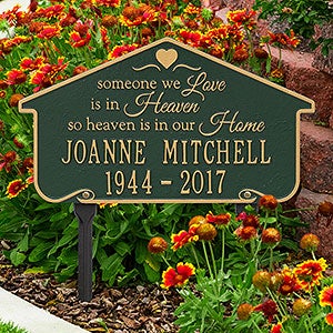 Heavenly Home Personalized Memorial Lawn Plaque - Green  Gold - 18352D-GG