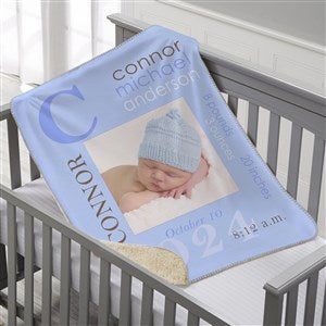 Personalized Sherpa Baby Boy Photo Blanket - 18397-P