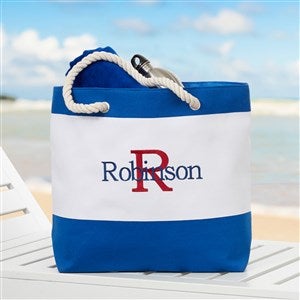 All About Me Embroidered Beach Tote - Blue - 18420-B