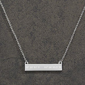 Coordinate Personalized Nameplate Necklace- Silver - 18433
