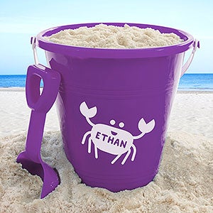 Sea Creatures Personalized Plastic Beach Pail  Shovel- Purple - 18486-P