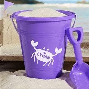 Sea Creatures Personalized Plastic Beach Pail  Shovel- Purple - 18486-P