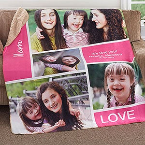 Family Love Photo Collage Personalized 50x60 Sherpa Photo Blanket - 18493-S