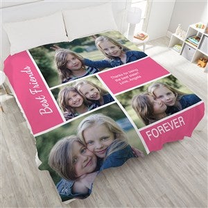 Family Love Photo Collage Personalized 90x90 Plush Queen Fleece Photo Blanket - 18493-QU