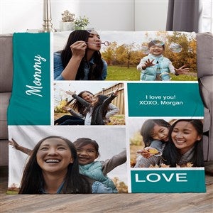 Family Love Photo Collage Personalized 50x60 Lightweight Fleece Photo Blanket - 18493-LF
