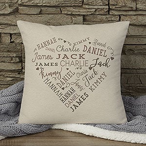 Heart Word Art 14quot; Personalized Throw Pillow - 18502-S