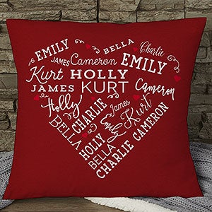 Heart Word Art 18quot; Personalized Throw Pillow - 18502-L