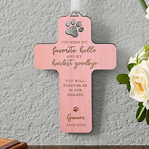 Pet Memorial Personalized Pink Stain Wood Cross - 18529-P