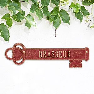 Vintage Key Personalized Aluminum Family Plaque - Red  Gold - 18530D-RG