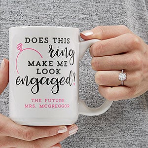 Personalized Engagement Coffee Mug - 15 oz White - 18546-L