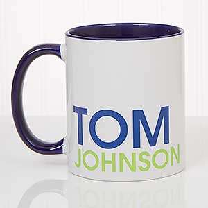 Bold Name Personalized Coffee Mug 11 oz.- Blue - 18549-BL