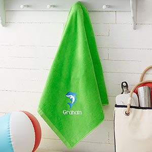 Sea Creatures Embroidered 35x60 Beach Towel - Lime Green - 18573-G