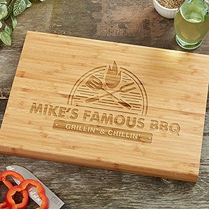 The Grill Personalized Bamboo Cutting Board- 14x18 - 18594-L