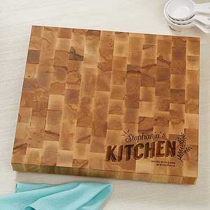 Her Kitchen Personalized Butcher Block Cutting Board - 18601